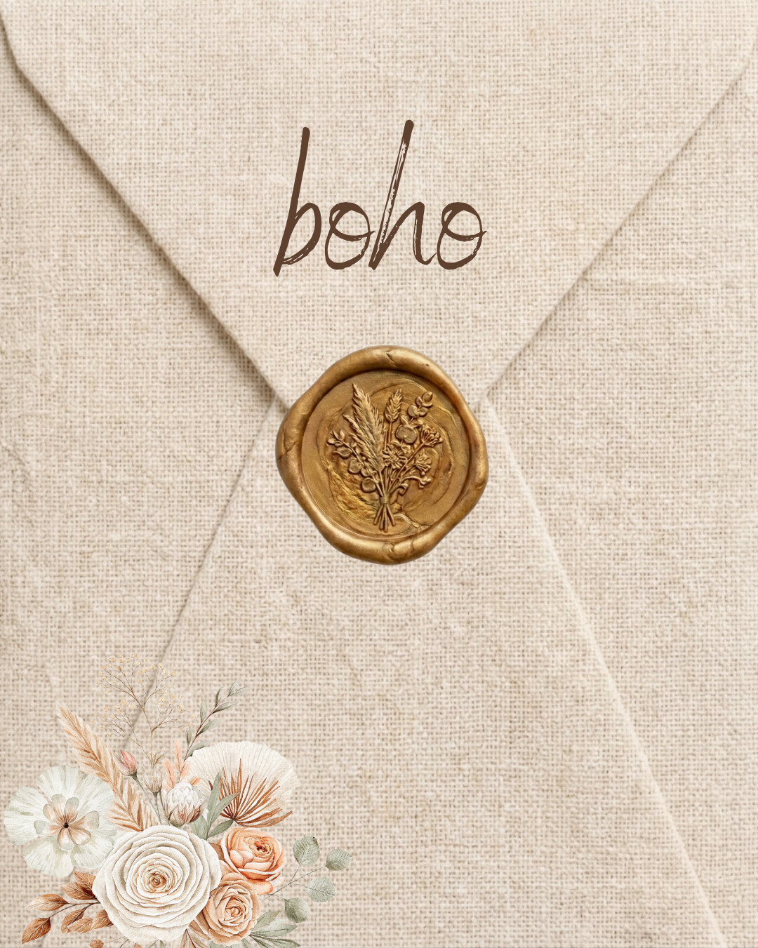 Boho digital wedding invitation