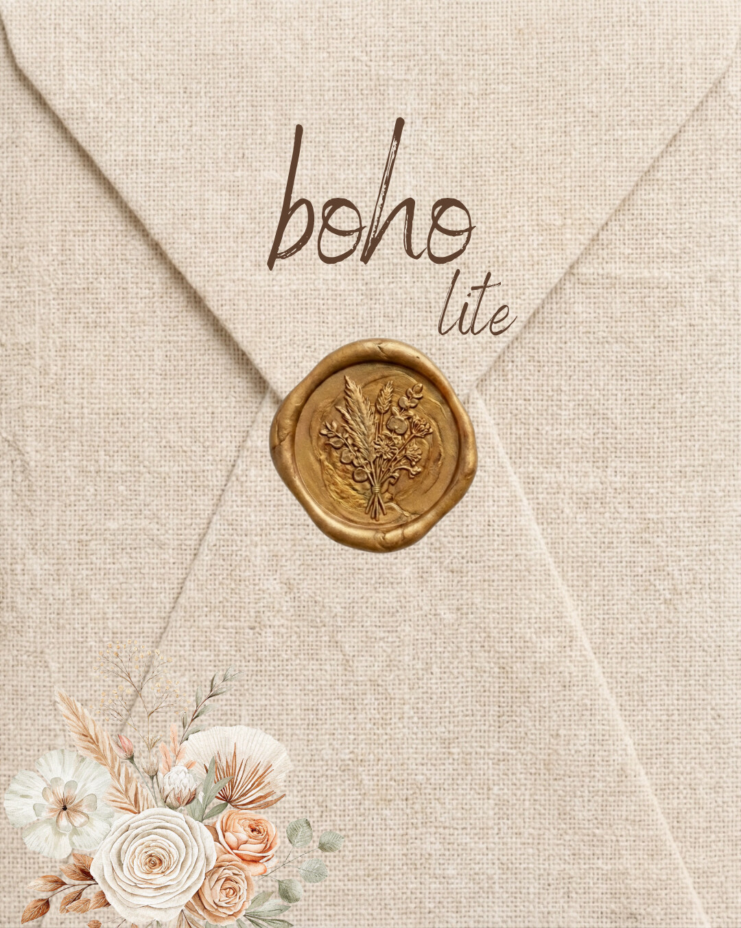 Modelo de invitación de boda digital Boho Lite - diseño personalizable online