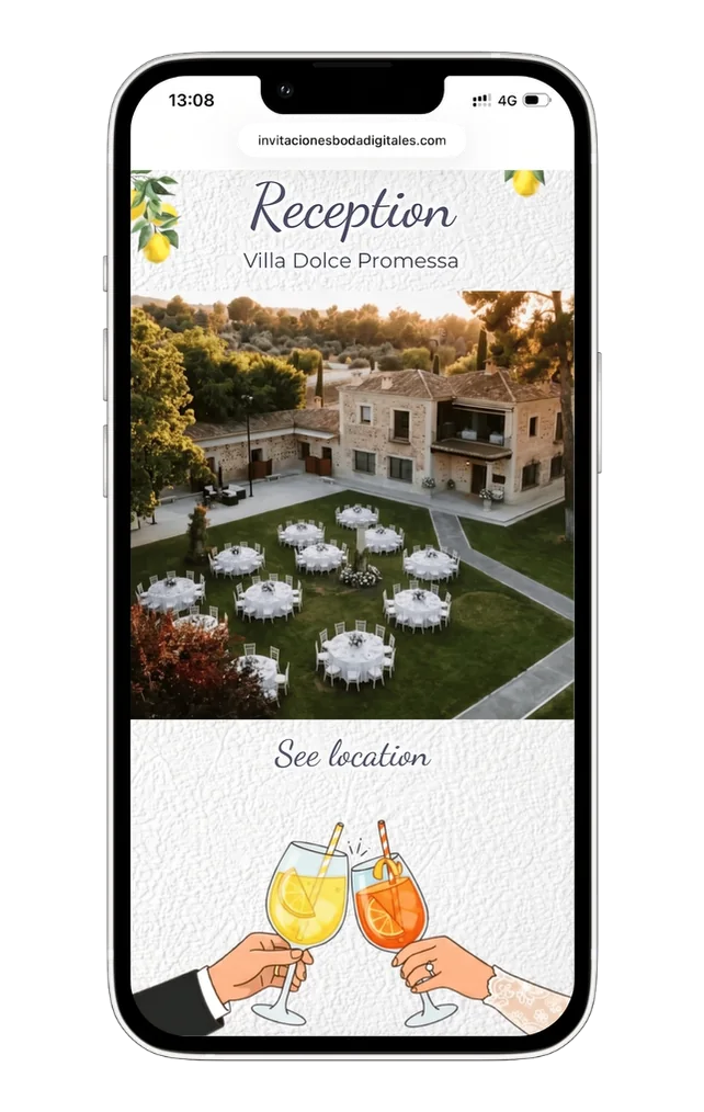 Personalising a digital wedding invitation on a phone