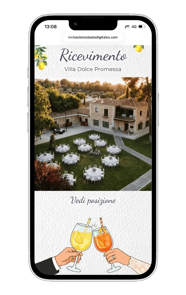 Partecipazione di matrimonio personalizzata sul telefono