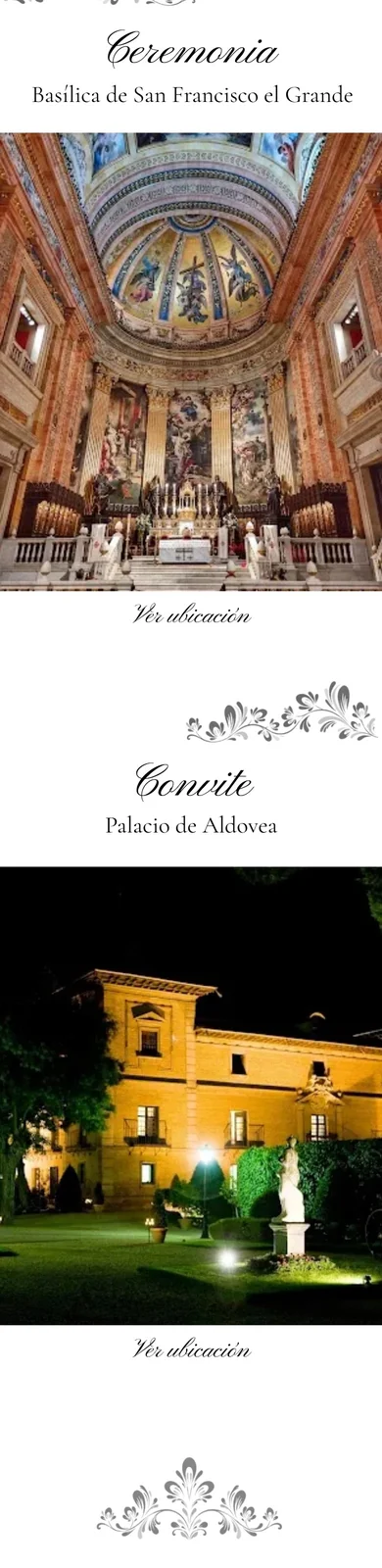 El sitio de la ceremonia en una web de boda, con el nombre de la basílica y su foto