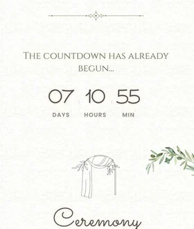 La cuenta atrás de la invitación de boda en inglés, con los días, las horas y los minutos