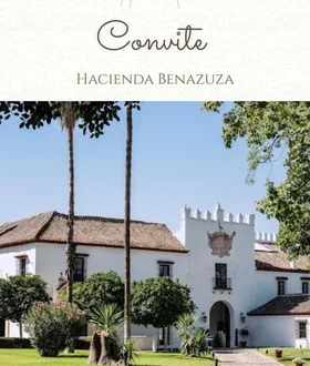 El convite de la invitación de boda civil en la Hacienda Benazuza, con la foto del sitio