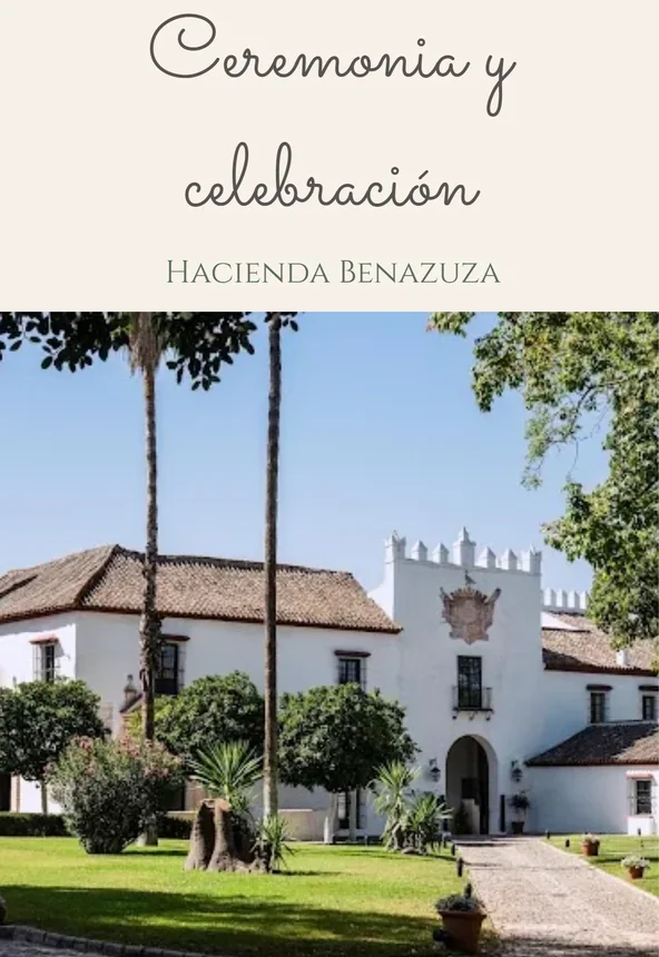 La versión Lite de la invitación de boda civil, con un solo sitio: ceremonia y celebración en la Hacienda Benazuza