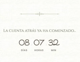La cuenta atrás de la invitación de boda digital, con los días, las horas y los minutos que faltan