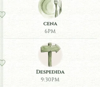 El itinerario real de una boda en verde: la cena a las 6PM con un plato y la despedida a las 9:30PM con un cartel de camino