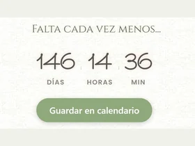 La cuenta regresiva de la tarjeta con los días, las horas y los minutos que faltan, y el botón Guardar en calendario