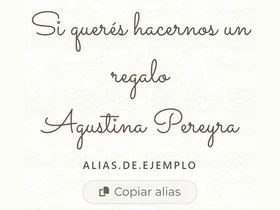 La sección del regalo con el titular, un alias de ejemplo y el botón Copiar alias