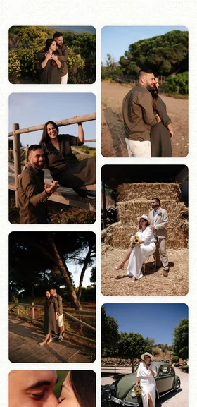 La galería de fotos de la pareja en la web de boda, en mosaico